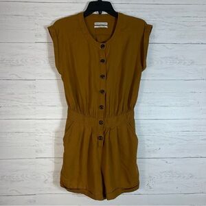 URBAN OUTFITTERS Shorts Romper golden Brown Button Front Pockets Small